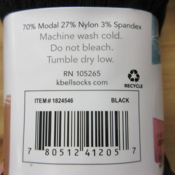 K. Bell Women's Modal Roll Top Socks, 6 Pairs, Black, Fits Shoe Sizes 5.5-10 NWT - Picture 6 of 6